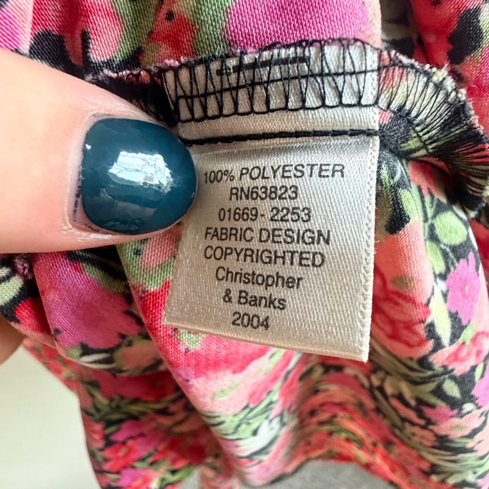 VTG Christopher Banks Button Down Dress Size 10 Ditsy Floral Flowy Cottagecore - Picture 8 of 9